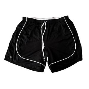 Athleta Shorts Sz M Womens Black White Active Running Lined Workout Athletic